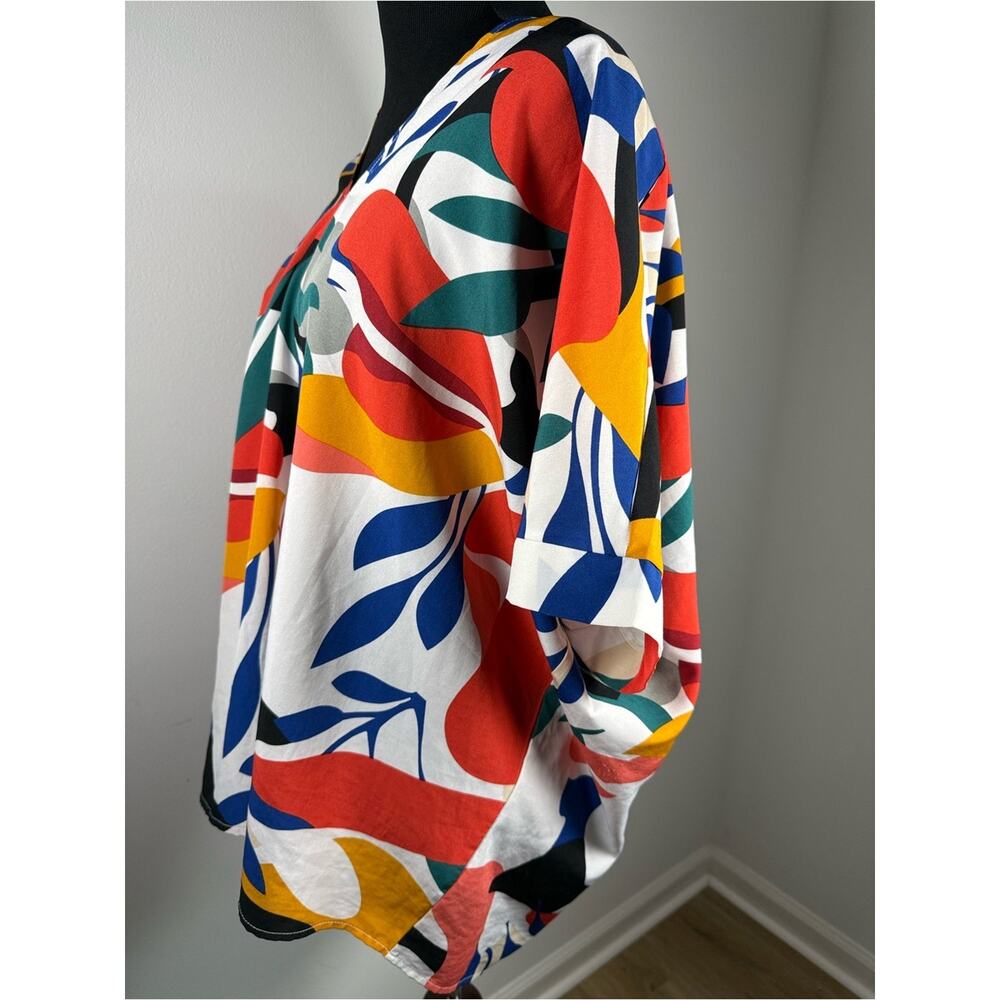 Abstract Print Blouse Size M Flowy Oversized Colorful Top Boho - Picture 4 of 6